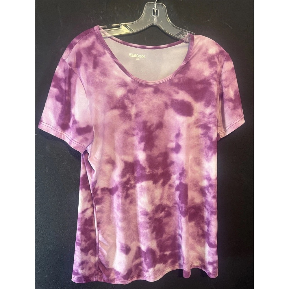 Lot 2 32 Degrees Cool Women's Tie Dye Active T Shirts XL Blue Pink Short Sleeve